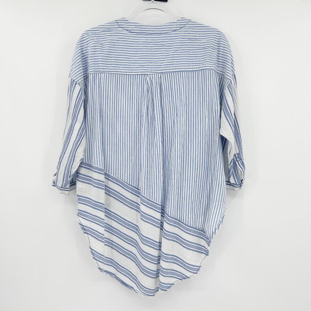 Anthro Holding Horses Blue White Stripe Wrap High Low Tunic Top Coastal Womens S - Picture 8 of 13